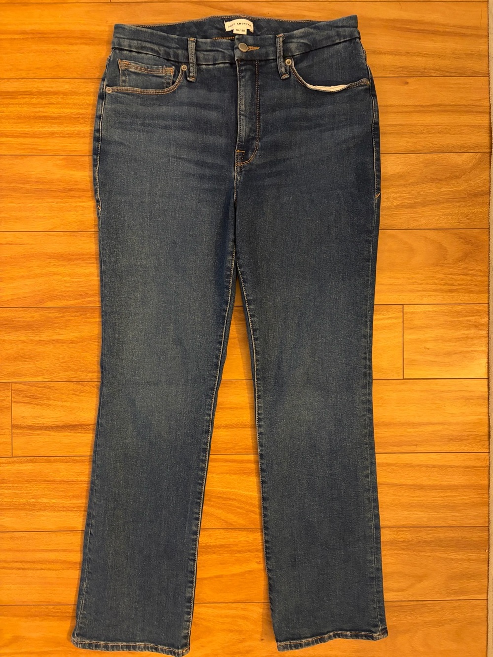 Good American Medium Blue Straight-Leg Jeans